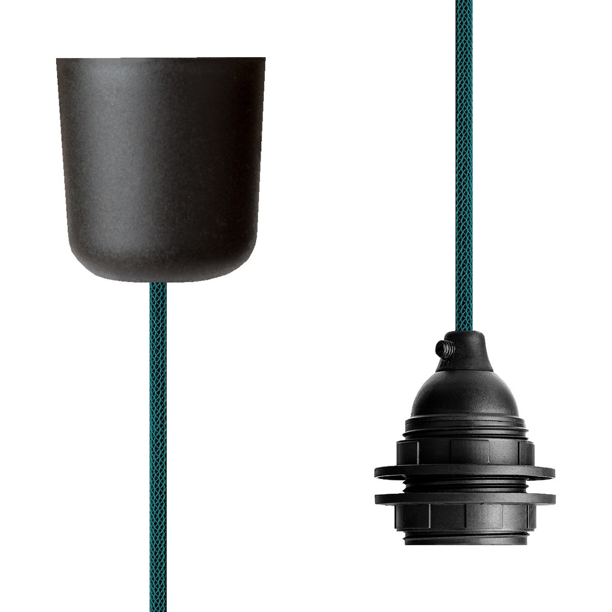 Pendant Lamp Plastic Turquoise-Black Netlike