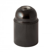 Bakelite Lamp Holder E27 Cylindrical Unthreaded Black