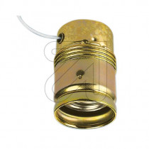 Metal Lamp Holder E27 Cylinder Shape Unthreaded with Pull Switch Gold