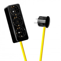 Black 3-Way Socket Outlet Empire Yellow