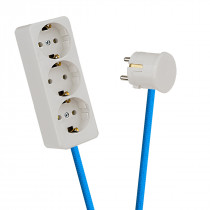 White 3-Way Socket Outlet Blue-Turquoise