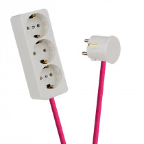White 3-Way Socket Outlet Pink