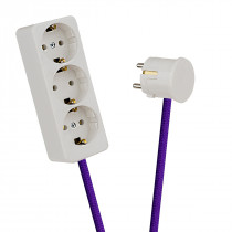 White 3-Way Socket Outlet Purple