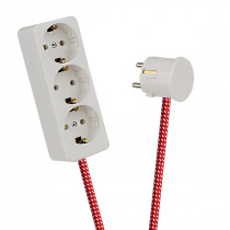 White 3-Way Socket Outlet Red-White Spots