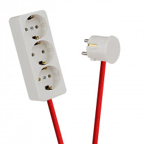 White 3-Way Socket Outlet Red