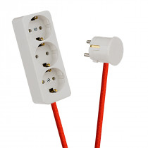 White 3-Way Socket Outlet Rust Red
