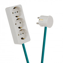White 3-Way Socket Outlet Turquoise