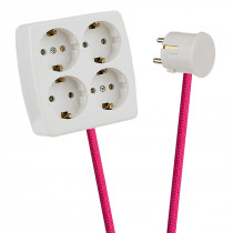 White 4-Way Socket Outlet Pink