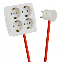 White 4-Way Socket Outlet Rust Red