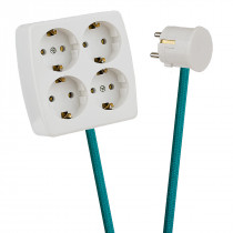 White 4-Way Socket Outlet Turquoise