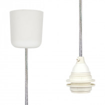 Pendant Lamp Plastic Shiny White Netlike 