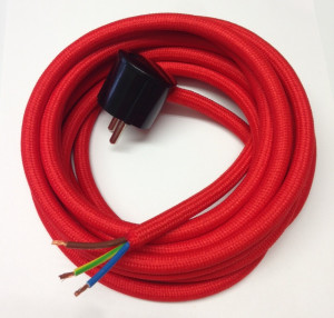 Assembled Supply Cord with Schuko Plug 4m Light Red 3 Core 1,5mm2