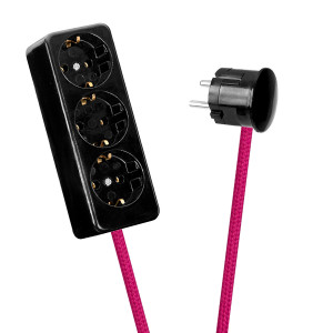 Black 3-Way Socket Outlet Cerise