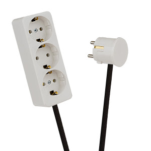 White 3-Way Socket Outlet Black