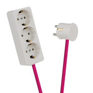 White 3-Way Socket Outlet Cerise